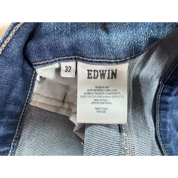 EDWIN‎ Elin Crop Straight Jeans Norway Destructed Womens Size 32 - Picture 8 of 9